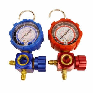 Коллектор манометрический 1-вентильный VALUE VMG-1-S-L Type2 (R410 R407 R22 R134) красный с глазком