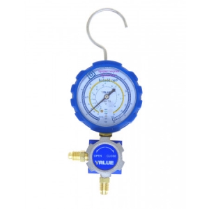 Коллектор манометрический 1-вентильный VALUE VMG-1-U-L (R600,R600a,R290) синий